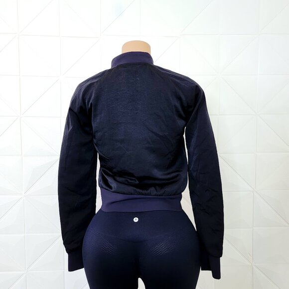 Lululemon Women's Midnight Navy Non-Stop Full-Zip Reversible Bomber Jacket Sz 6 - Picture 5 of 8